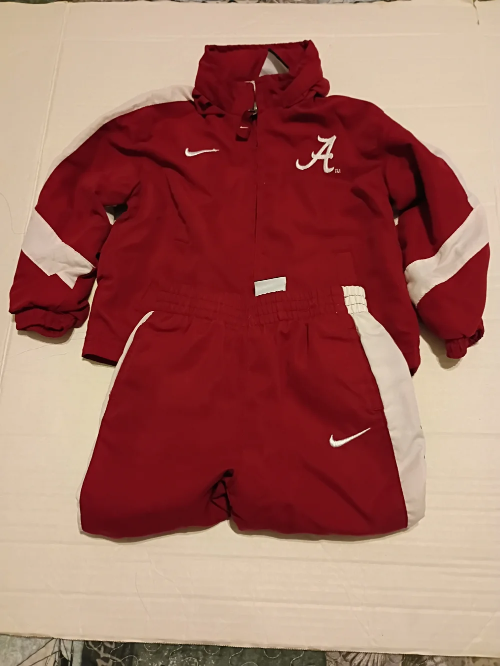 Nike Red and White Kids Jump Suit Hoodie Alabama Sz 18M